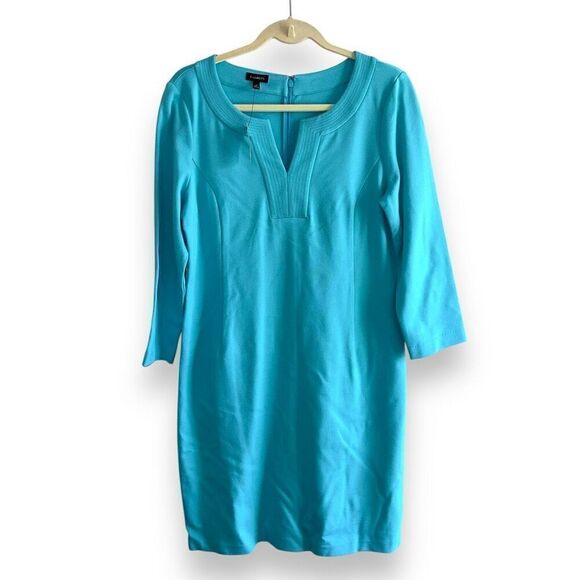 NWT Talbots Teal Blue L/S V-Neck Sun Dress Sz 8 - Picture 1 of 8
